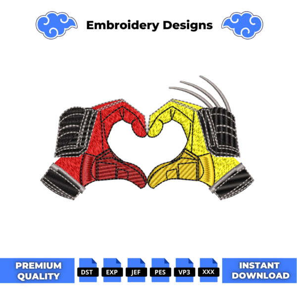 Deadpool Wolverine Love Embroidery Design