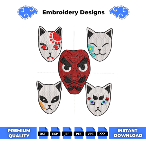 Demon Slayer Mask Embroidery Design