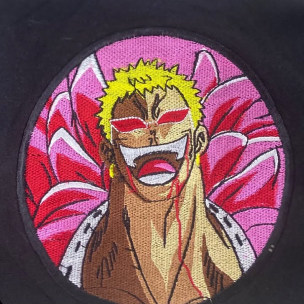 Doflamingo Circle Embroidery Design stitched by a customer