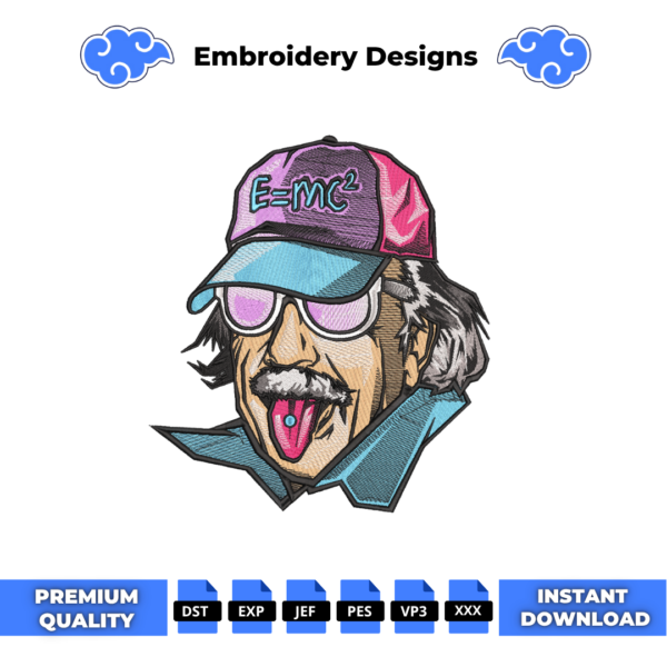 Einstein Cap E=mc2 Embroidery Design