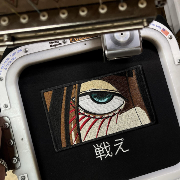 Eren Yeager Eye Embroidery Design stitched by a customer