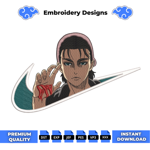 Eren Yeager Swoosh Embroidery Design