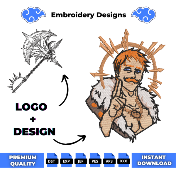 Escanor and Logo Embroidery Design