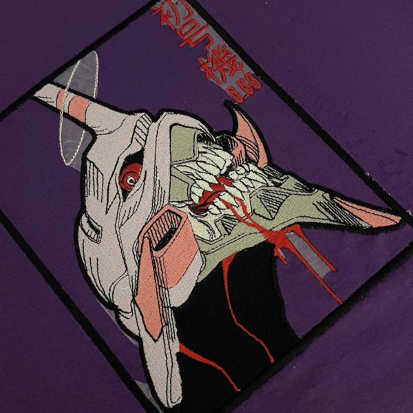 Evangelion Unit 01 Embroidery Design stitched by a customer