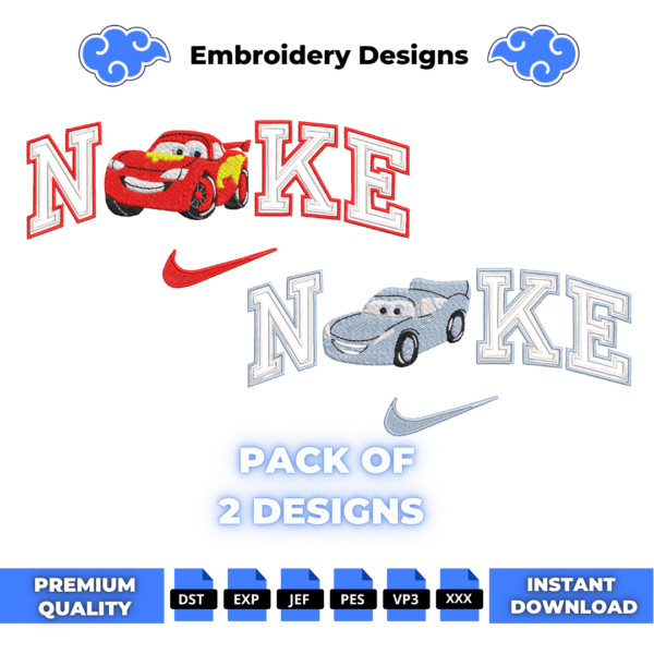Flash McQueen and Sally Embroidery Design