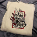 Fox Devil Embroidery Design stitched by a customer