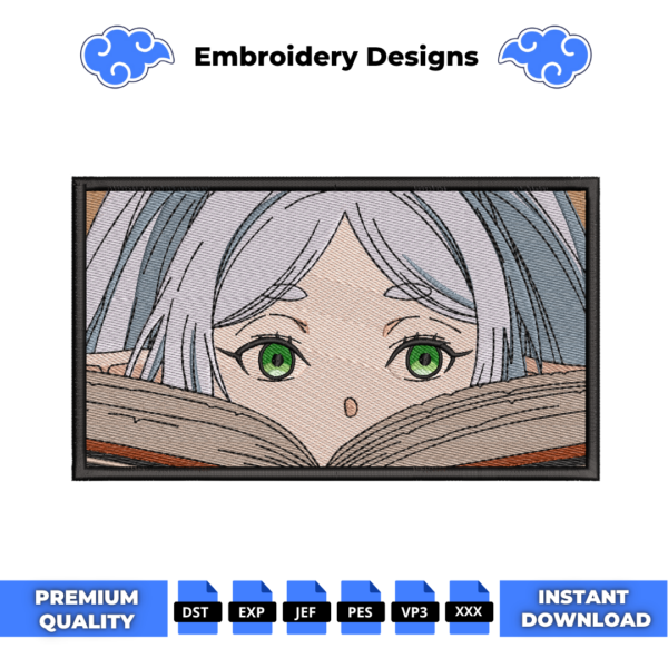 Frieren in Book Embroidery Design