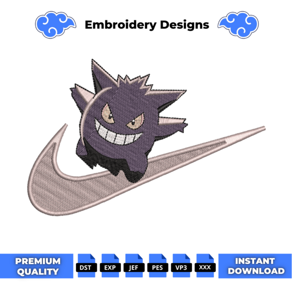 Gengar Swoosh Embroidery Design