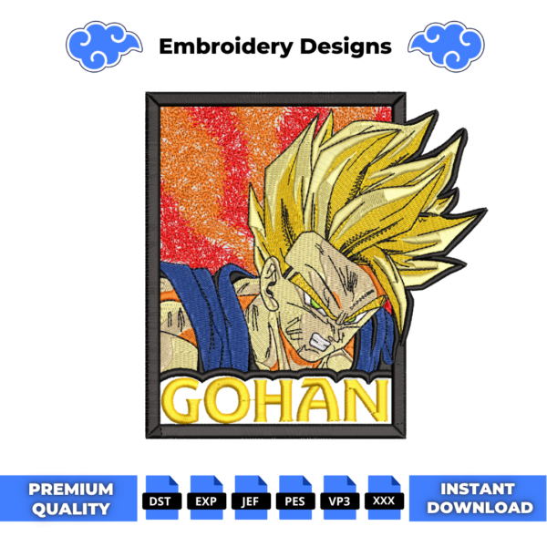 Gohan Dragon Ball Embroidery Design