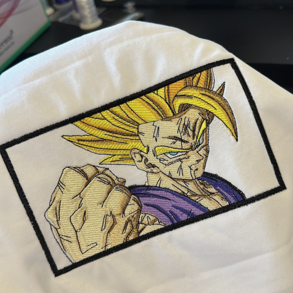 Gohan Embroidery Design stitched by a customer