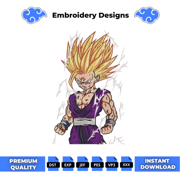 Gohan Super Saiyan Embroidery Design