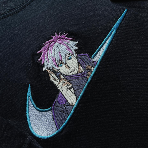 Gojo Satoru Swoosh Anime Embroidery Design stitched by a customer
