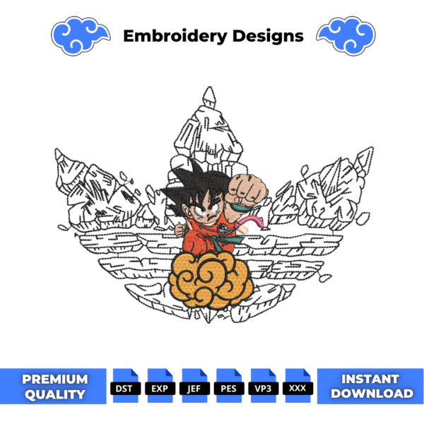 Goku Adidas Anime Embroidery Design