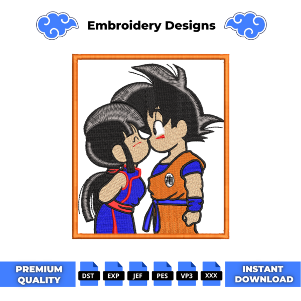 Goku and Chichi Boxed Embroidery Design