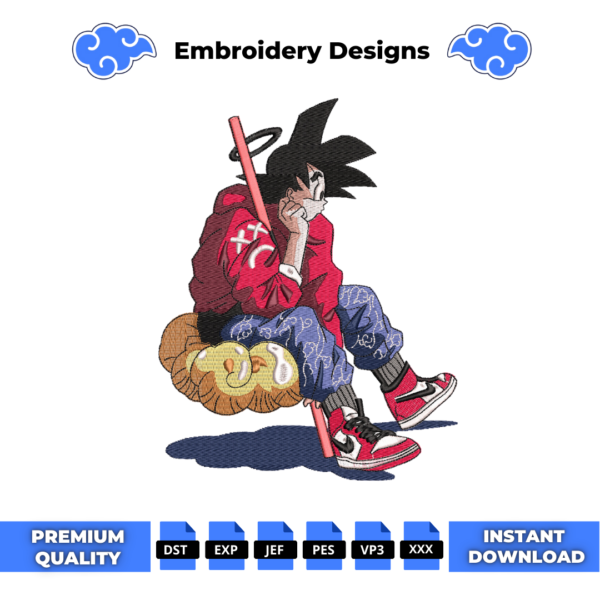 Goku on Cloud Embroidery Design