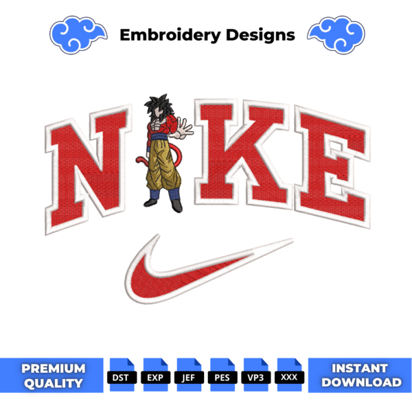 Goku Red Swoosh Embroidery Design