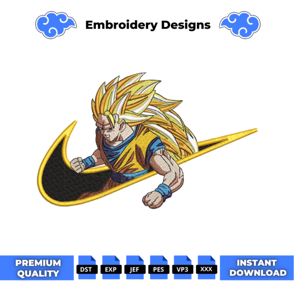 Goku Super Saiyan Swoosh Embroidery Design