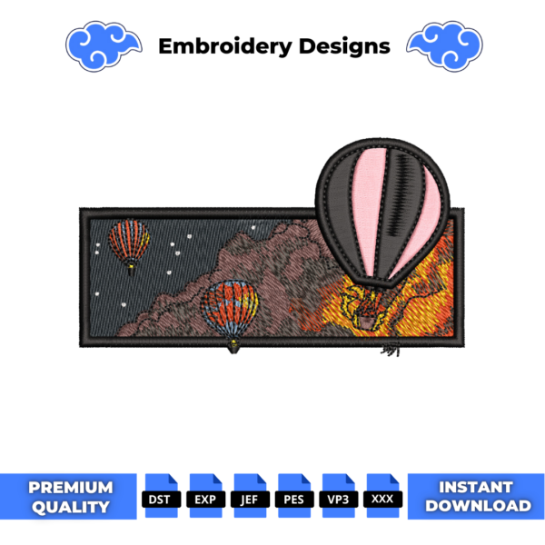 Hot Air Balloon Embroidery Design