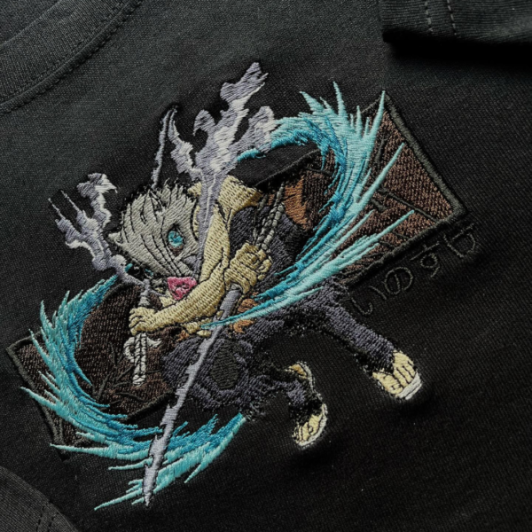 Inosuke Attack Boxed Embroidery Design stitched by a customer