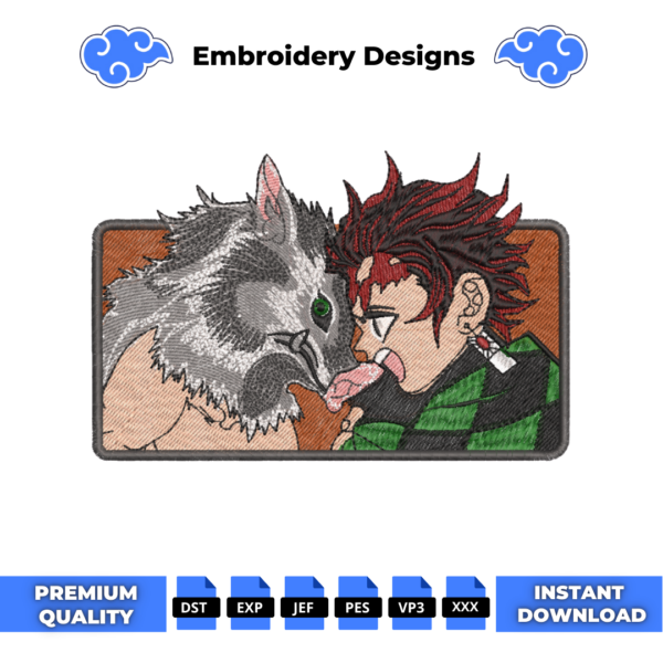 Inosuke vs Tanjiro Boxed Embroidery Design