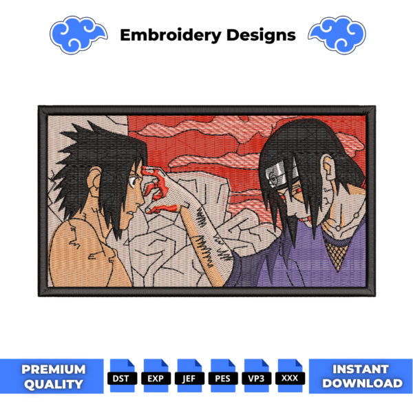 Itachi VS Sasuke Embroidery Design