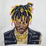 Juice Wrld Face Embroidery Design stitched by a customer