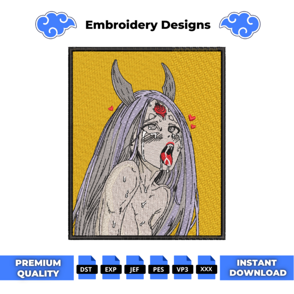 Kaguya Otsutsuki Ahegao Embroidery Design