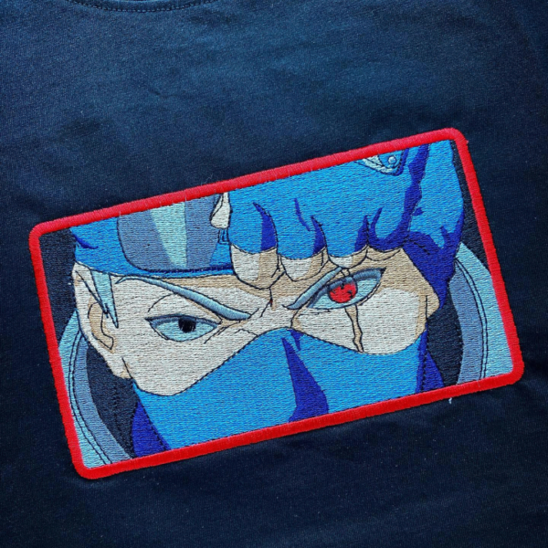 Kakashi Eyes Anime Embroidery Design stitched by a customer