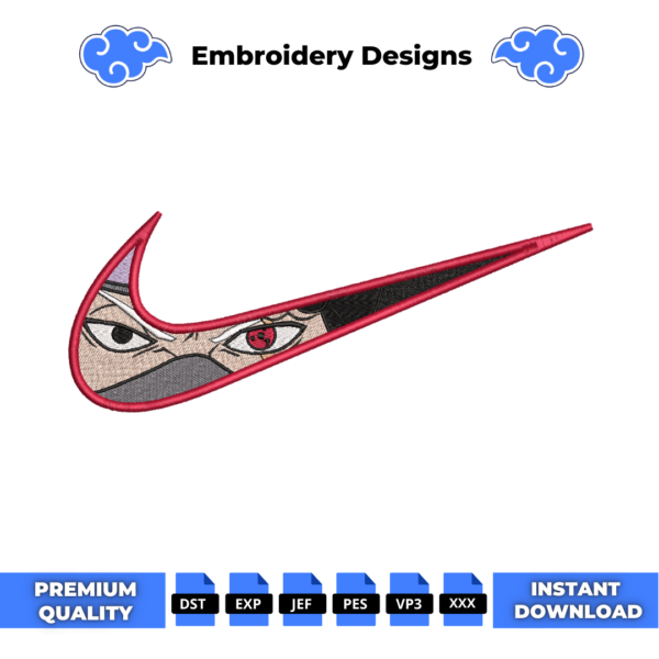 Kakashi Eyes Swoosh Anime Embroidery Design