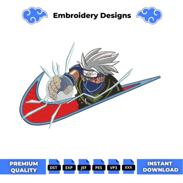 Kakashi Hatake Swoosh Embroidery Design