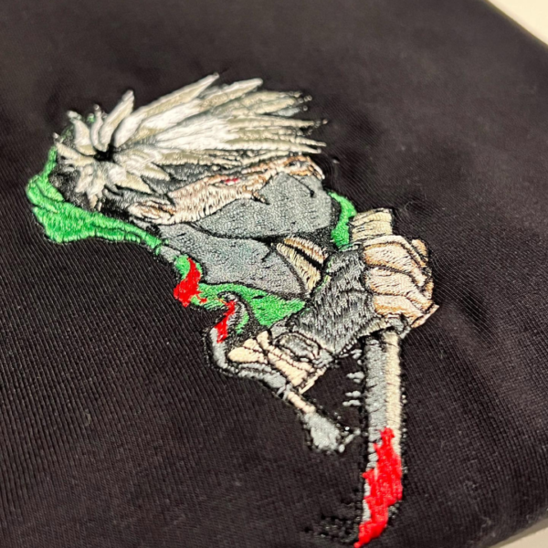 Kakashi Knife and Logo Embroidery Design stitched by a customer
