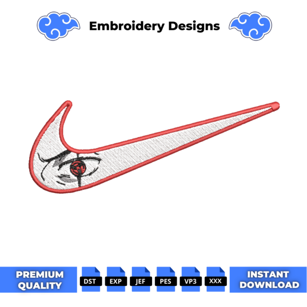Kakashi Sharingan Eye Swoosh Embroidery Design