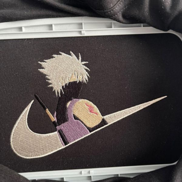 Kakashi Swoosh Anime Embroidery Design stitched by a customer