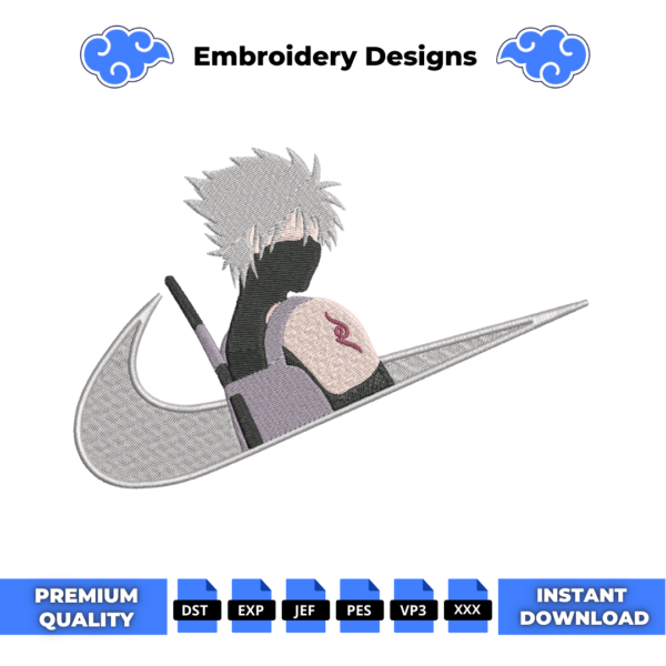 Kakashi Swoosh Anime Embroidery Design