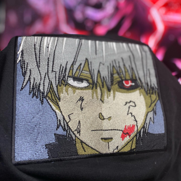 Ken Kaneki Boxed Anime Embroidery Design stitched by a customer