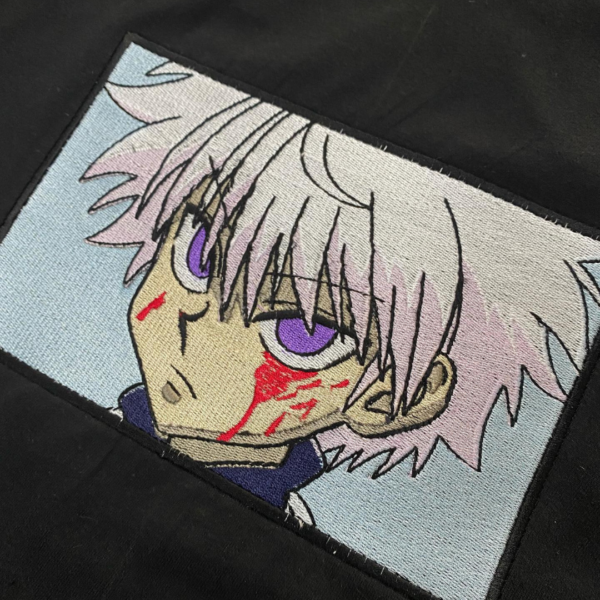Killua Blood Embroidery Design stitched by a customer