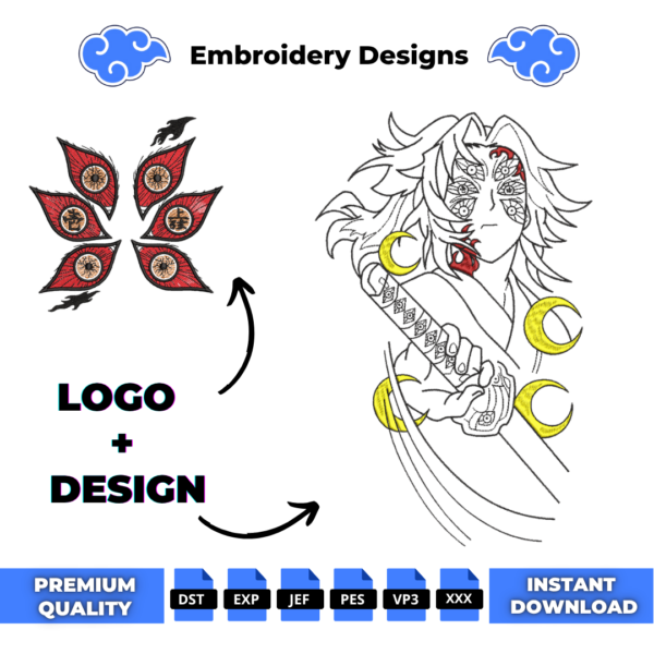 Kokushibo and Logo Embroidery Design