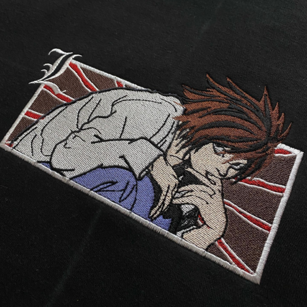 L Boxed Death Note Embroidery Design stitched by a customer