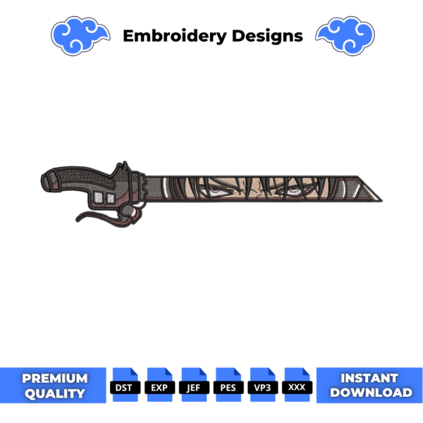 Levi Ackerman Eyes Sword Embroidery Design