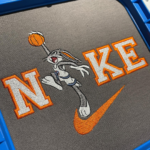 Lola and Bugs Bunny Basketball Embroidery Design stitched by a customer