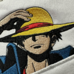 Luffy Swoosh Embroidery Design stitched by a customer
