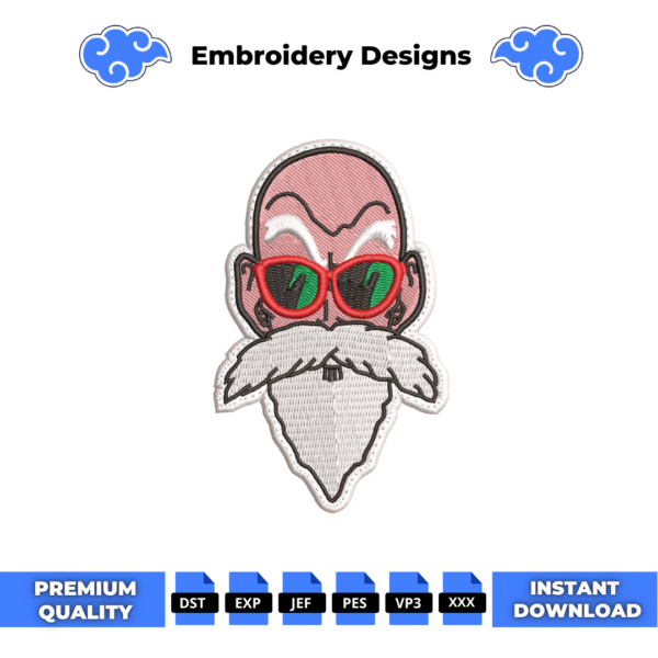 Master Roshi Face Embroidery Design