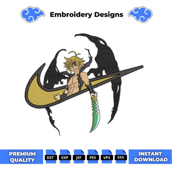 Meliodas Swoosh Embroidery Design