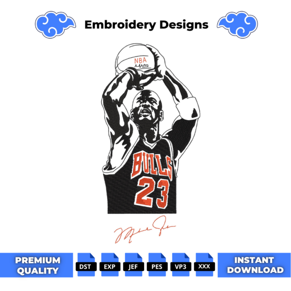 Michael Jordan 23 Embroidery Design