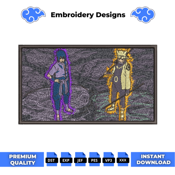 Naruto and Sasuke Embroidery Design