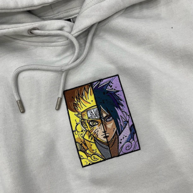 Naruto and Sasuke Face Embroidery Design stitched by a customer