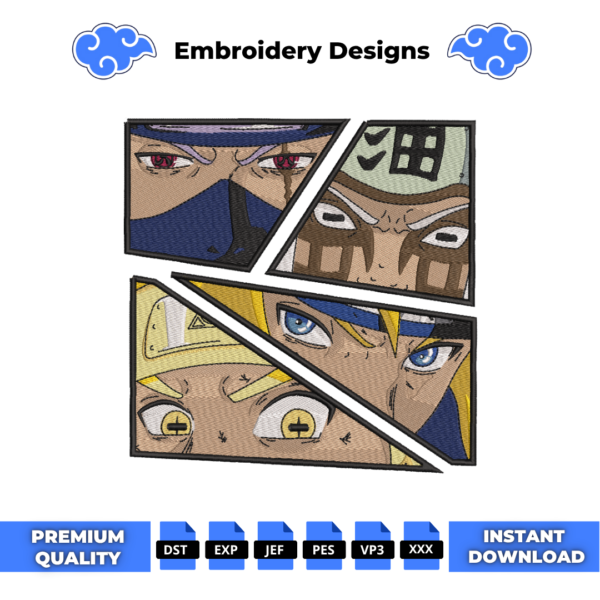 Naruto Characters Embroidery Design