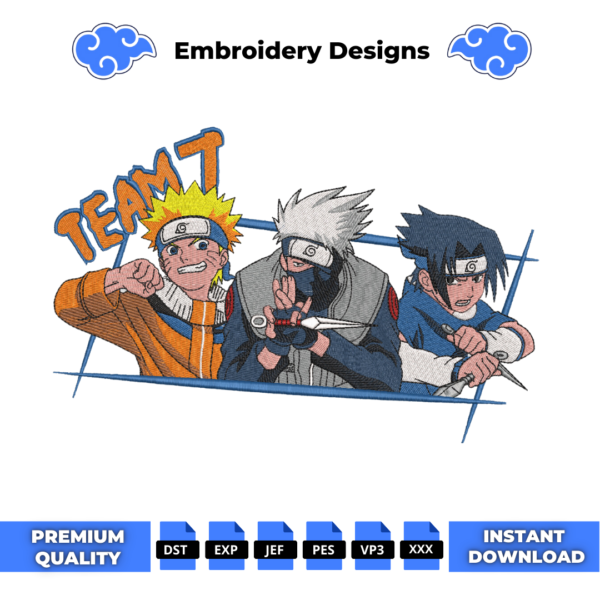 Naruto Team 7 Embroidery Design