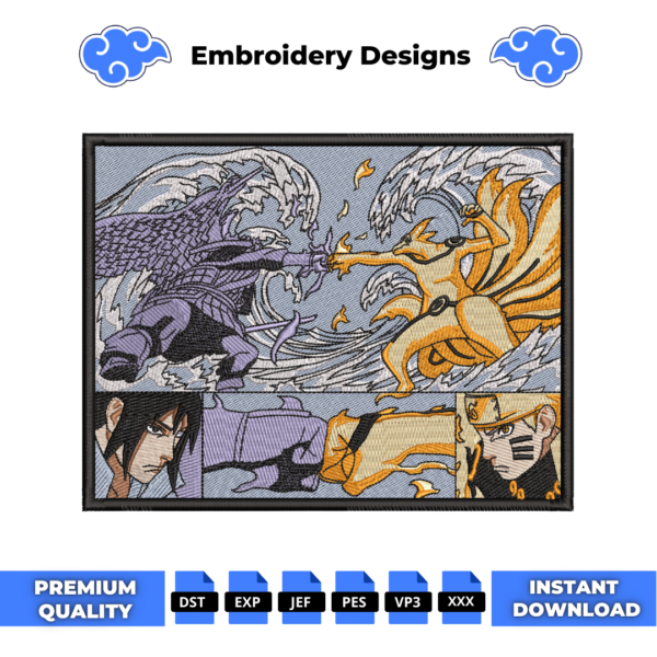 Naruto VS Sasuke Embroidery Design