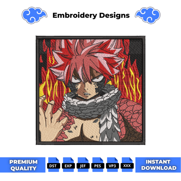 Natsu Dragion Embroidery Design